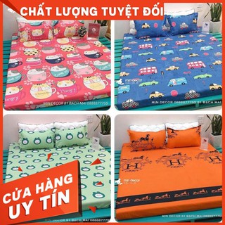 Drap + 2 Vỏ Gối 💞 FREESHIP 💞 Giảm 5K Khi Nhập [ CHAN GA GOI NEM] Ga + 2 Gối Design Mịn Decor