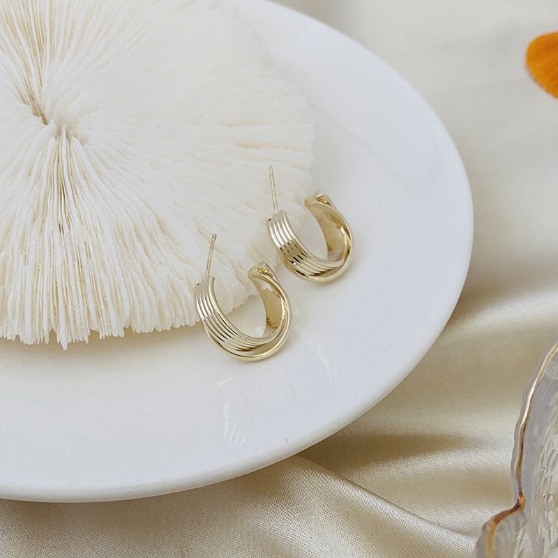 Bông tai/ Hoa tai hợp kim 1 vòng mảnh 1 vòng dày phong cách Hàn Quốc