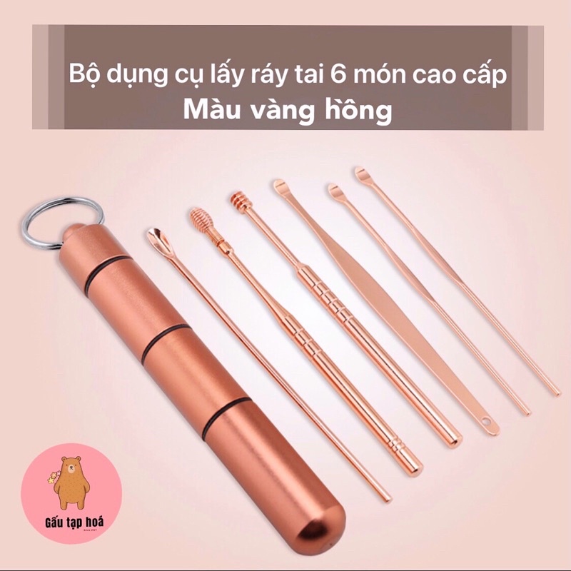 Bộ dụng cụ vệ sinh tai ngoáy tai đồ lấy ráy tai Cao Cấp bằng thép không gỉ cho gia đình