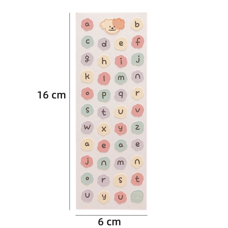 Miếng dán trang trí hình chữ cái nhiều màu sắc, sẵn keo dán ( kích thước 1 miếng 6cm x 16cm)