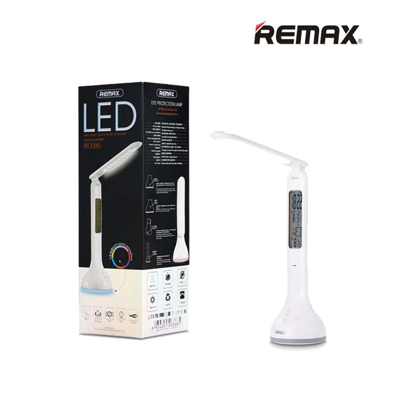 REMAX RT-E185 TIME SERIES LED: Đèn bàn LED tích điện chống cận 3 chế độ sáng - Hiển thị Ngày,Giờ,Nhiệt độ và Có báo thức