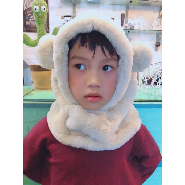 Mũ tai gấu lông cừu kín tai cho bé trai và gái 1-hơn 10t vẫn vừa