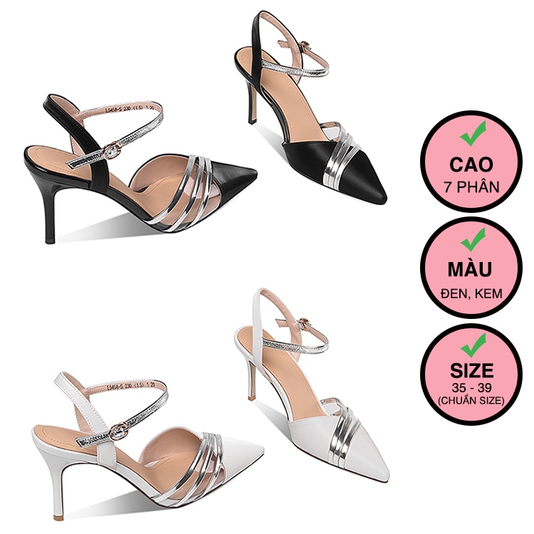 Giày cao gót mũi nhọn ZINA, cao 7 phân, phối dây chéo mũi, hàng VNXK ZN0001