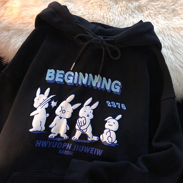 【ZHELIHANGFEI】Áo Hoodie Tay Dài Form Rộng In Họa Tiết Thời Trang