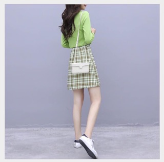 SET VÁY KẺ XANH SIÊU ĐẸP SIZE M