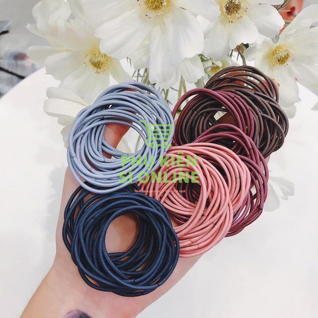 COMBO 100 chun buộc tóc mix 5 màu - thun cột tóc trơn nhiều màu cho bạn gái Store4girls