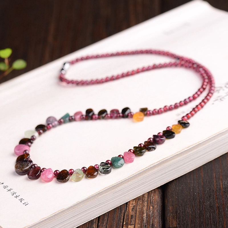 Luxury natural tourmaline crystal necklace