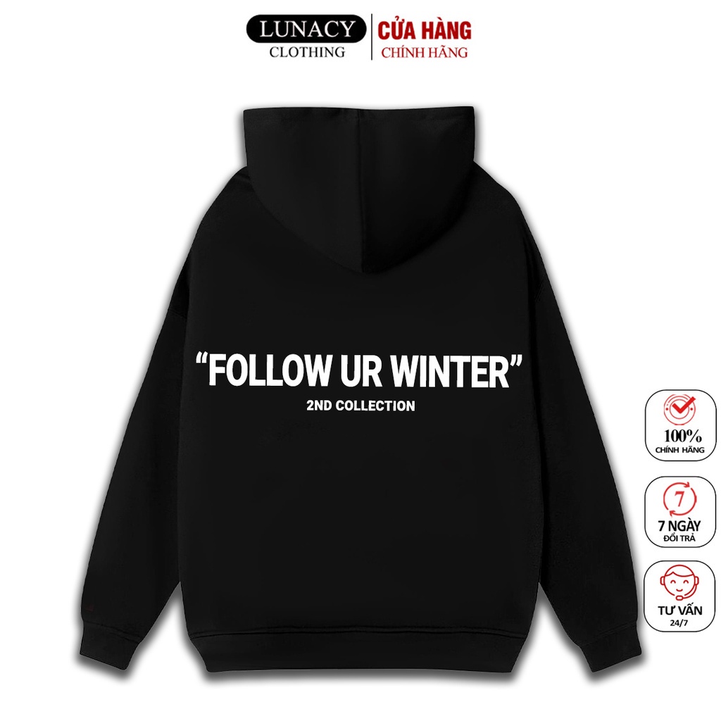 Áo Hoodie Khoác Nỉ Form Rộng Có Mũ LUNACY In Phản Quang Unisex Nam Nữ Ulzzang local brand chính hãng full tag