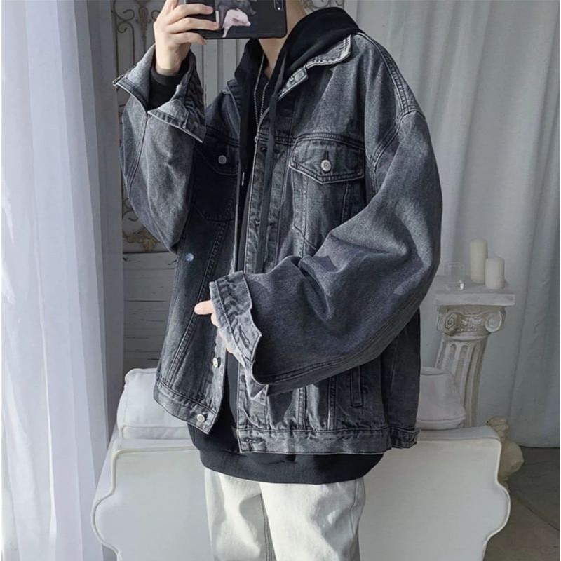 (Có video) Áo khoác bò xanh basic unisex ulzzang - ẢNH THẬT