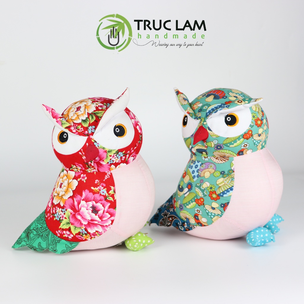 Đồ Chơi Cho Bé Thú Nhồi Bông Hình Cú Mèo Vải Hoa Bông Gòn Cao Cấp - Trúc Lâm Handmade