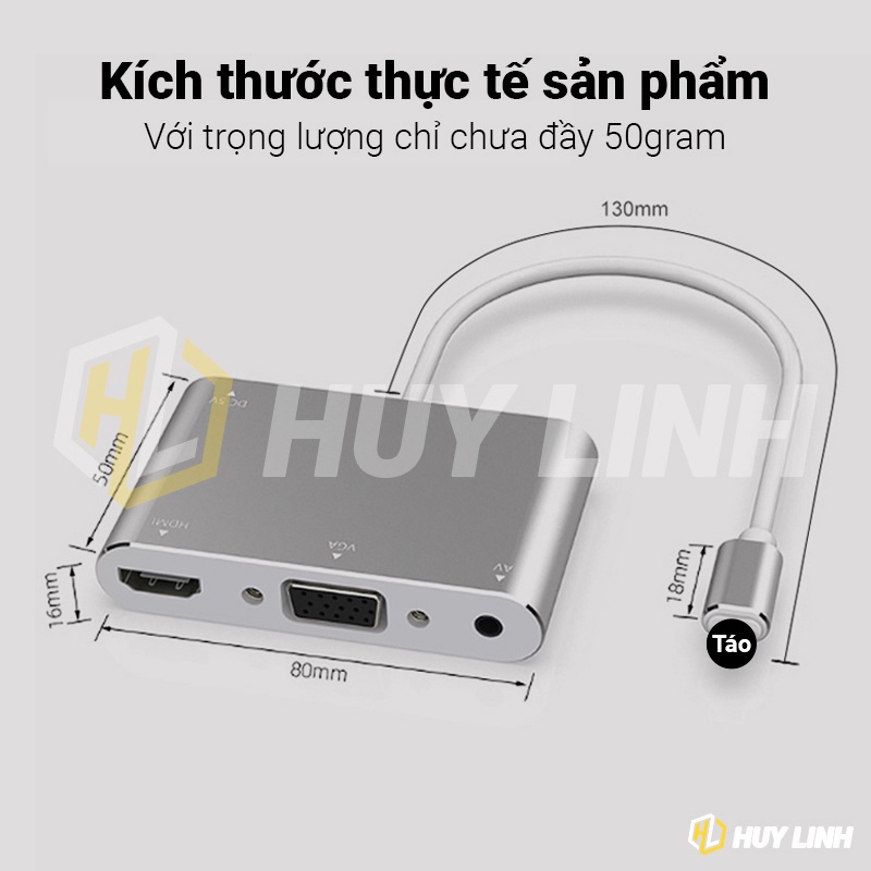 Bộ chuyển đổi to HDMI hoặc VGA có cổng tín hiệu âm thanh không cần cài đặt tiện lợi
