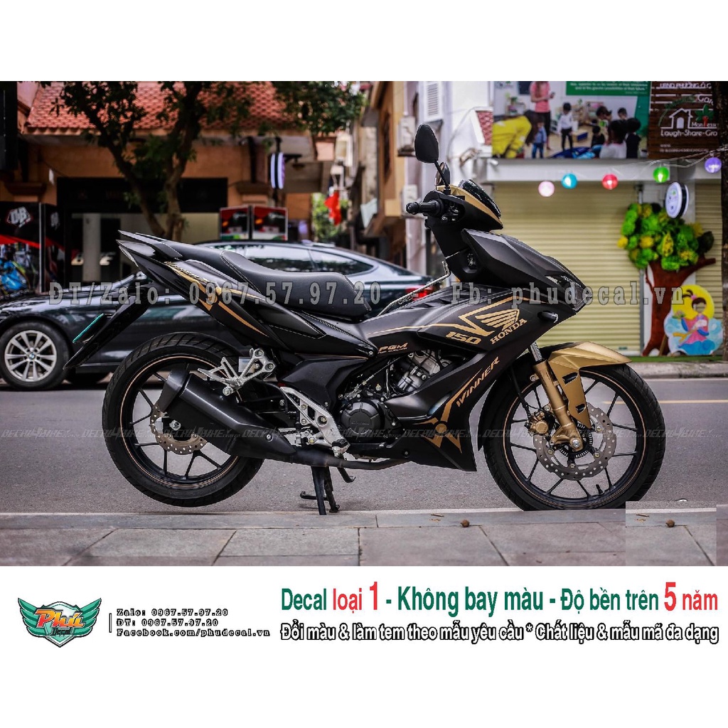 Tem rời xe Winner X đen nhám chỉ vàng (A)