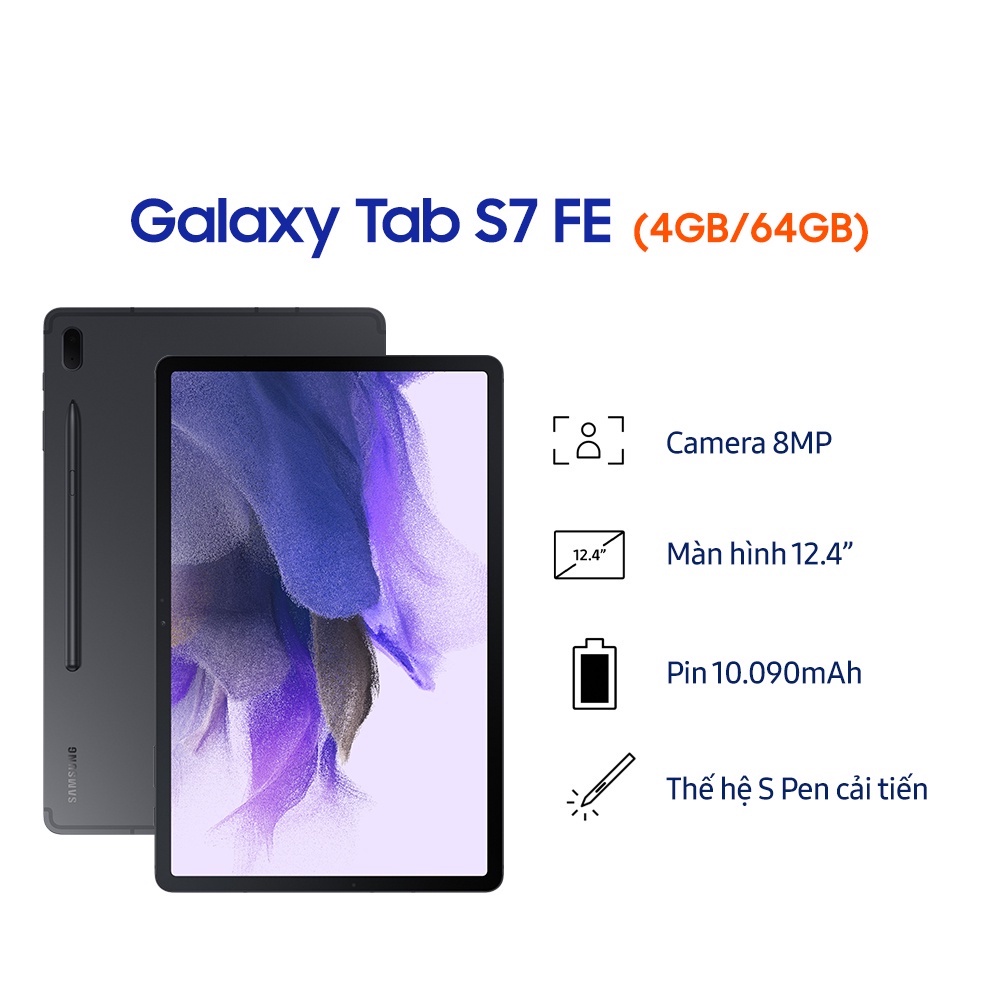 Máy Tính Bảng Samsung Galaxy Tab S7 FE WIFI T733 (4GB/64GB) - Hàng Chính Hãng