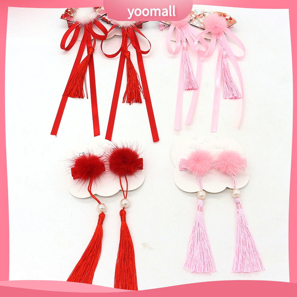 Cặp kẹp tóc tua rua phong cách Trung Hoa cho bé gái