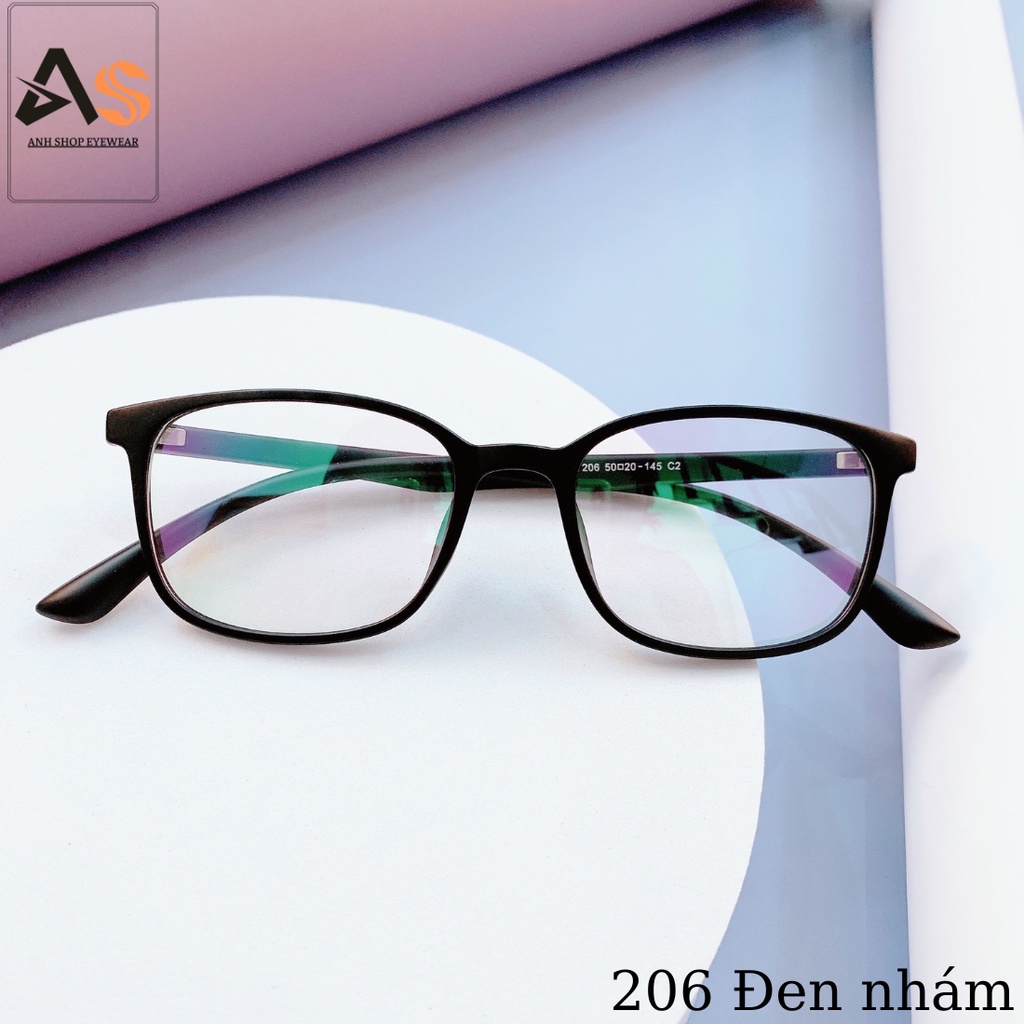 Gọng kính cận vuông nam nữ chất liệu nhựa dẻo 206