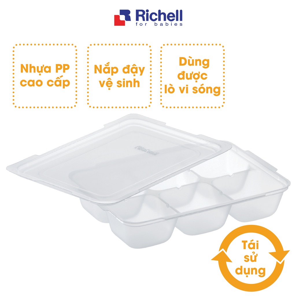 Bộ 2 khay trữ đông thức ăn dặm Richell 50ml nhựa cao cấp dùng được lò vi sóng