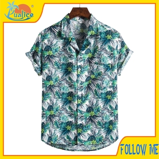 Hawaiian Flower series vegetable style high quality suit collar short sleeve shirt