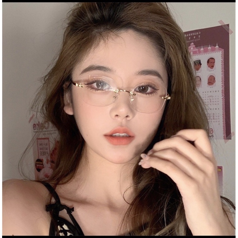 GK01 - Kính, gọng kính cao cấp Nam Nữ không viền mẫu hot2022  chống ánh sáng xanh