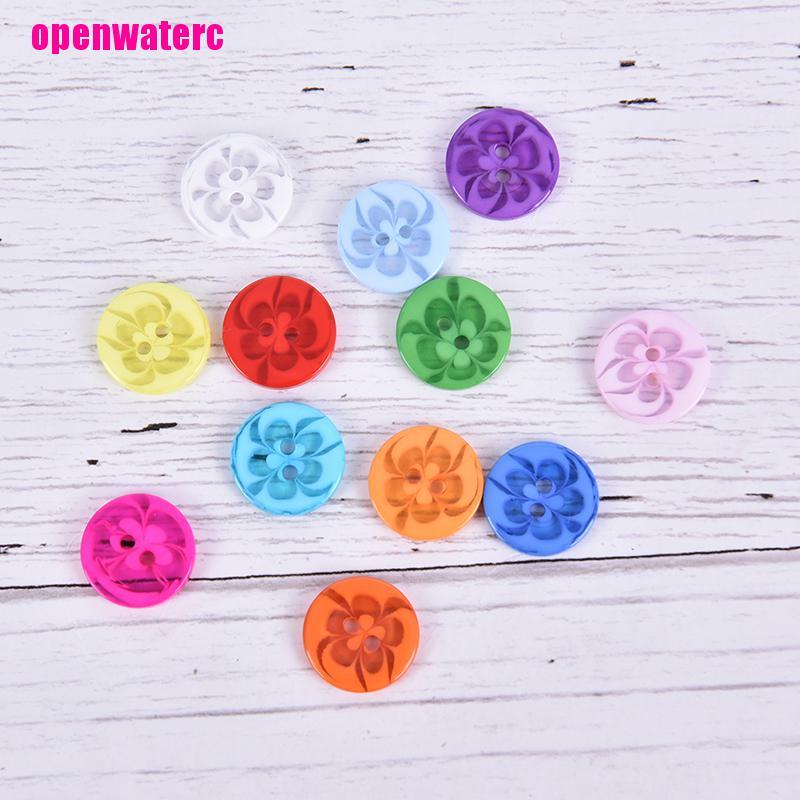 Bộ 100 Nút Áo Hình Bông Hoa 14MM Bằng Nhựa Resin