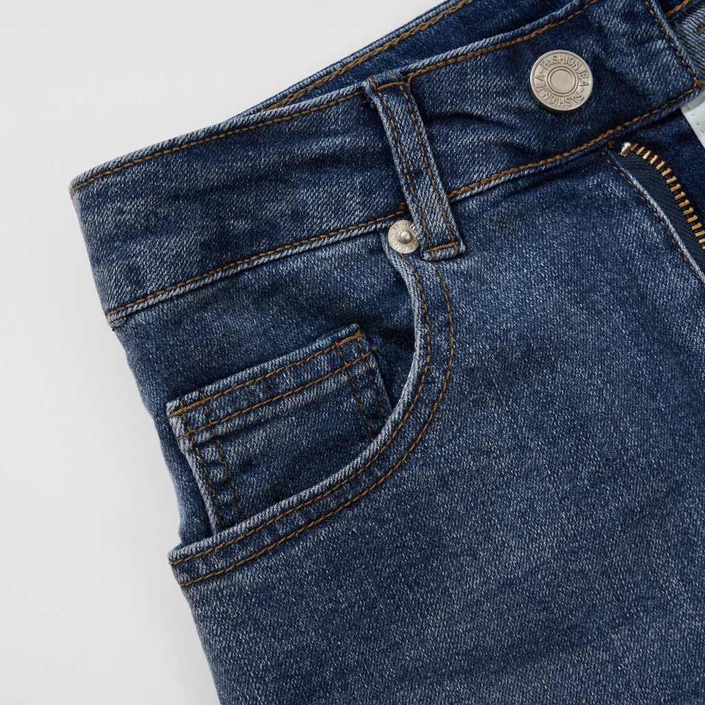 Quần Jean Nam Xanh Trơn ATINO Chất Liệu Jean Pha Spandex Form Slim-Fit QJ1.1039