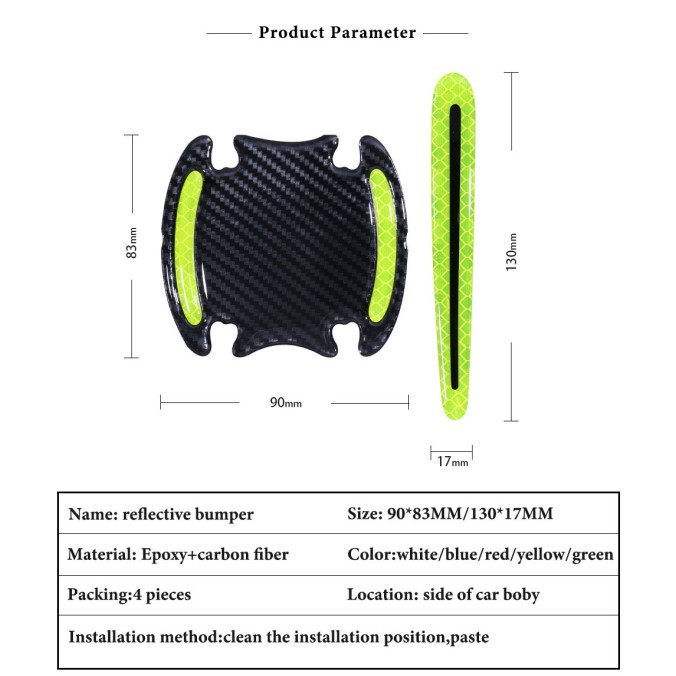 Bộ 4 miếng dán phản quang cho xe ô tô