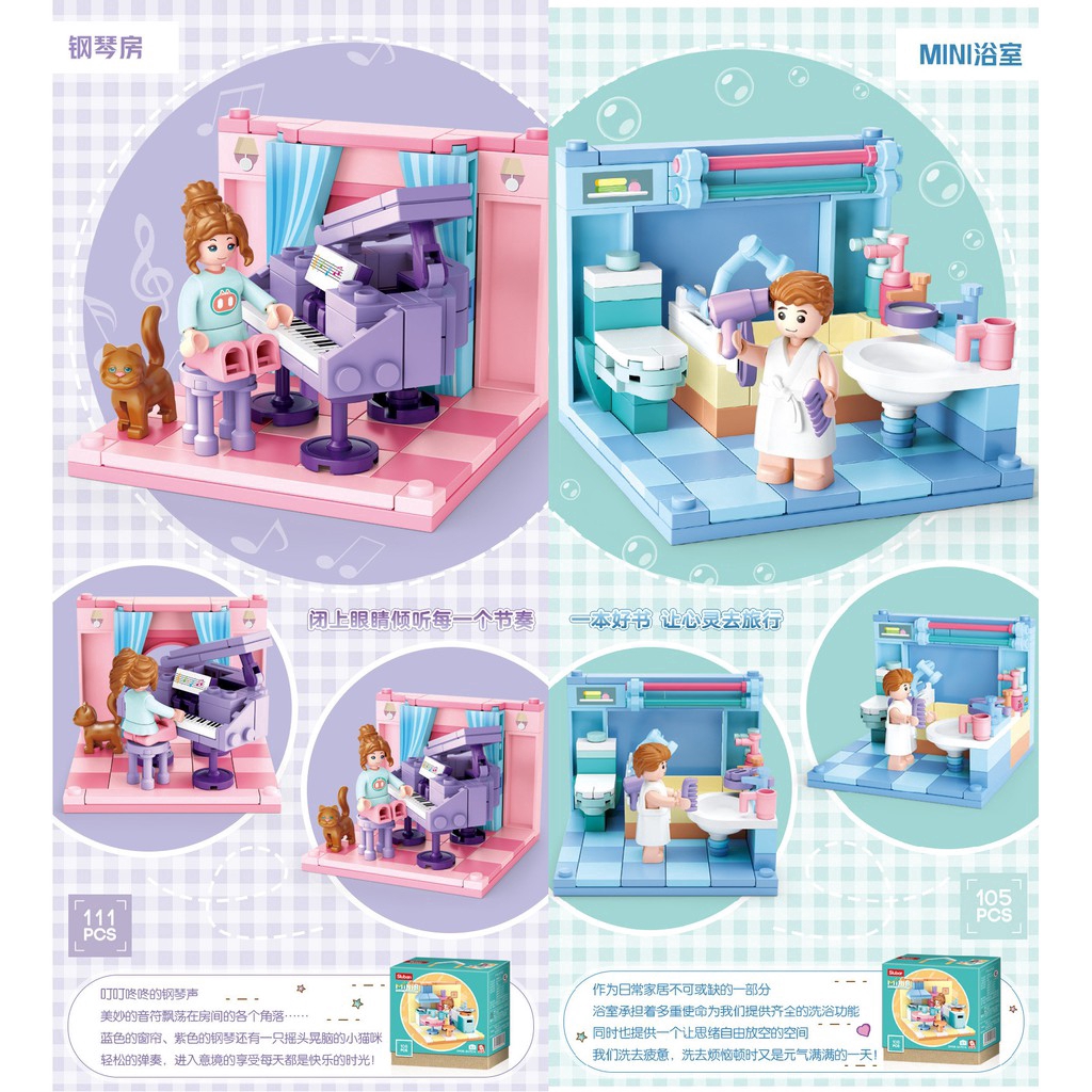 Bộ đồ chơi lắp ráp mô hình ngôi nhà 6 trong 1 mini dành cho trẻ em