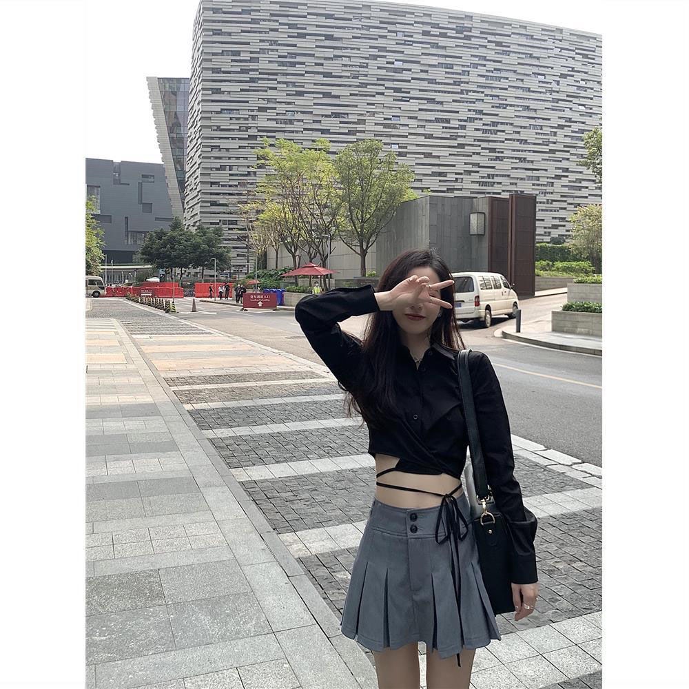 [college girls] Chân váy ngắn mỏng xếp ly đa năng phong cách đại học cho nữ sinh