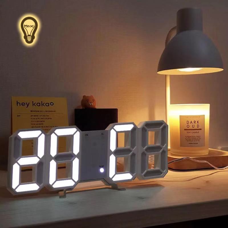 [ Tặng Dây Sạc & Móc Treo ] Đồng hồ đèn LED 3D treo tường, để bàn phong cách Hàn Quốc sáng đẹp decor phòng ngủ.