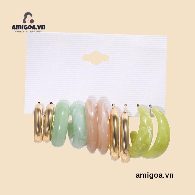 ✨✨Set 5 Đôi Khuyên Tai Kim Loại / Acrylic Hình Bướm / Ngọc Trai Đơn Giản Thời Trang