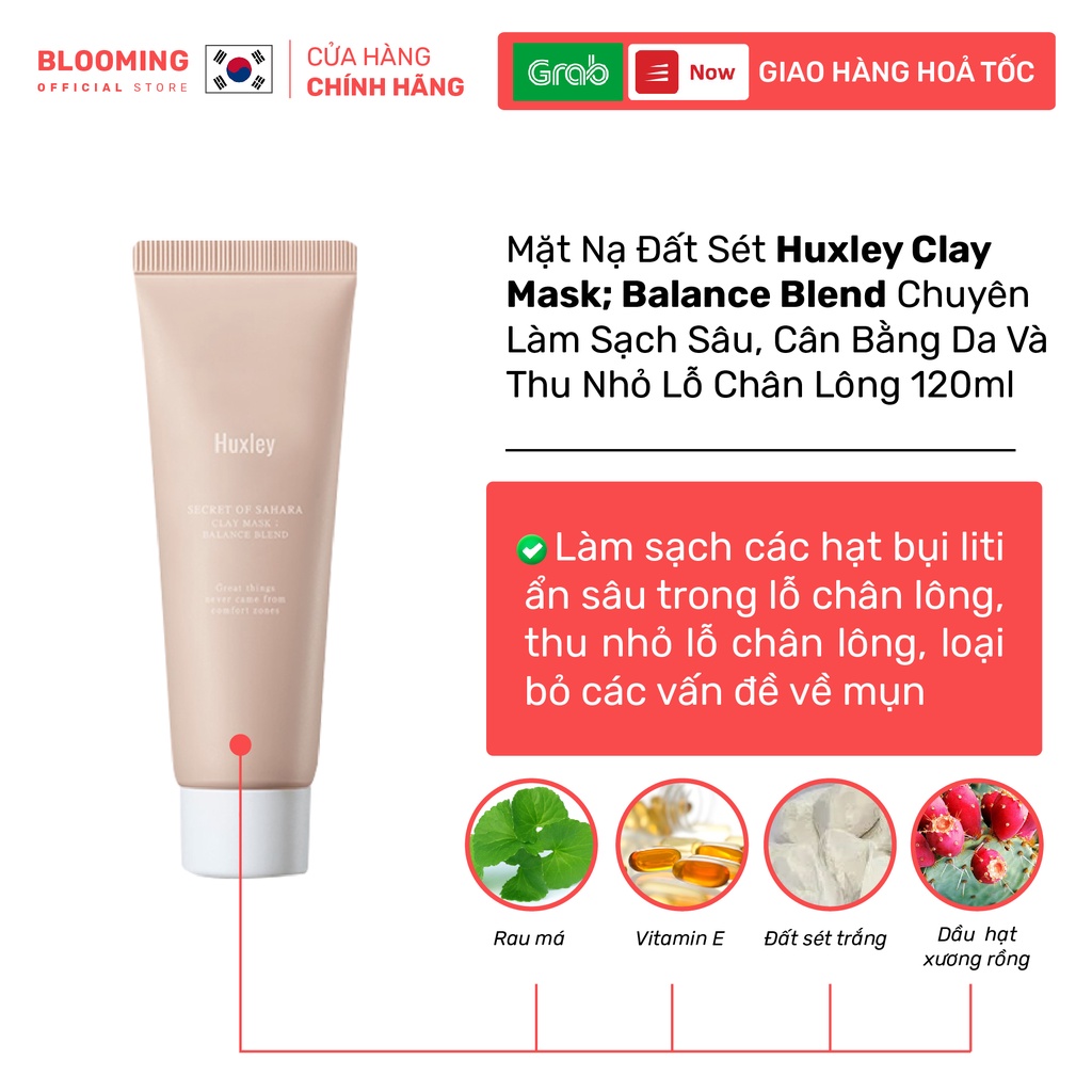 Mặt Nạ Đất Sét Huxley Clay Mask; Balance Blend Chuyên Làm Sạch Sâu, Cân Bằng Da Và Thu Nhỏ Lỗ Chân Lông 30g