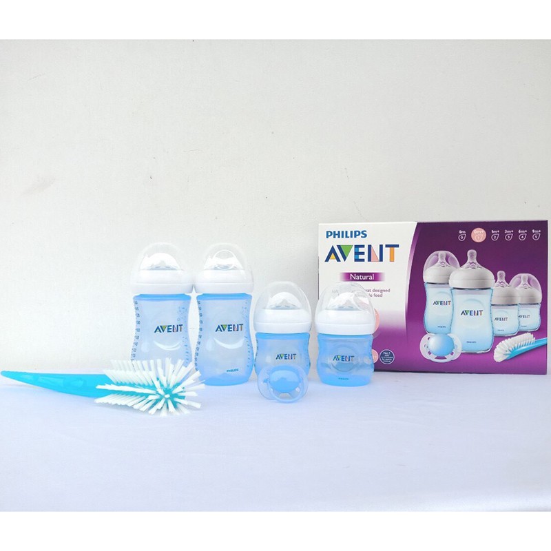 Bộ combo bình sữa 260ml, 125ml, ty ngậm, cọ rửa bình Philips Avent thiết kế tự nhiên SCD290