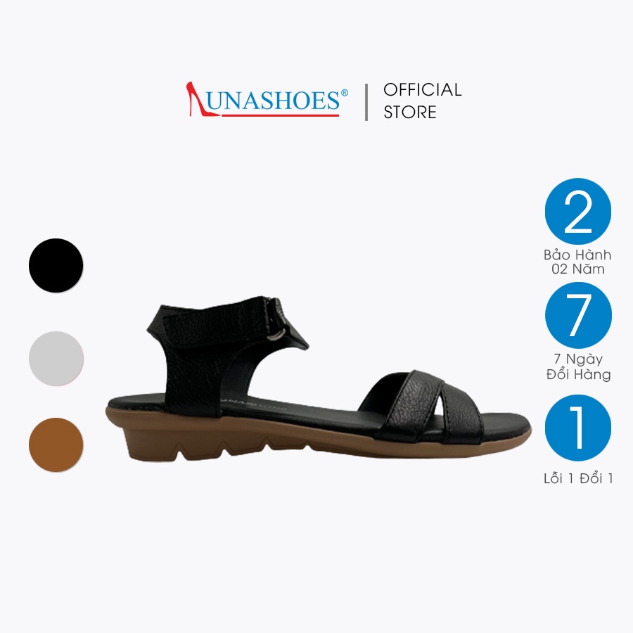 Giày xăng đan nữ LUNASHOES 6601 da bò mềm đế cao su cao cấp chống trơn quai dán
