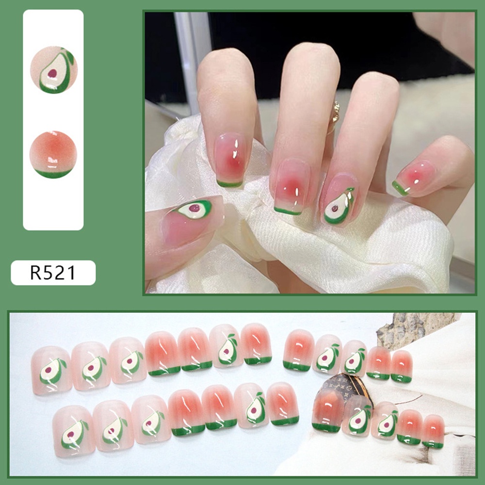 Set 24 móng tay giả trang trí nghệ thuật thời trang có keo dán