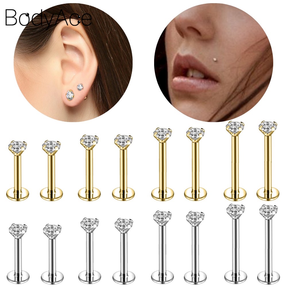 Bộ 8 Khuyên Xỏ Cơ Thể Bằng Thép Không Gỉ Đính Đá Pha Lê Cá Tính