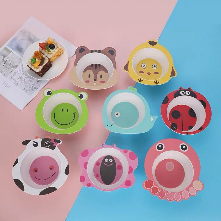 Bát Ăn Dặm Cho Bé Hình Thú Đáng Yêu, Khay Ăn Dặm Sợi Tre An Toàn Cho Trẻ