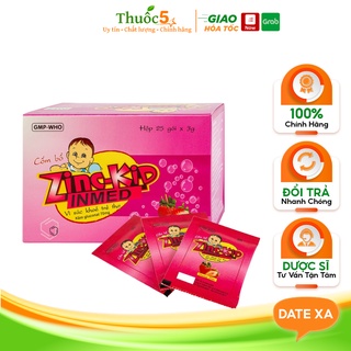Cốm Bổ Sung Kẽm Zinc Kid Inmed Hương Dâu Hỗ Trợ Chống Còi Xương, Chậm Lớn Cho Trẻ Hộp 25 Gói