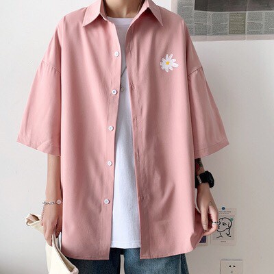Áo sơmi tay lỡ kaki unisex Quốc Dân hoa cúc ulzzang Nam Anh 24 | BigBuy360 - bigbuy360.vn