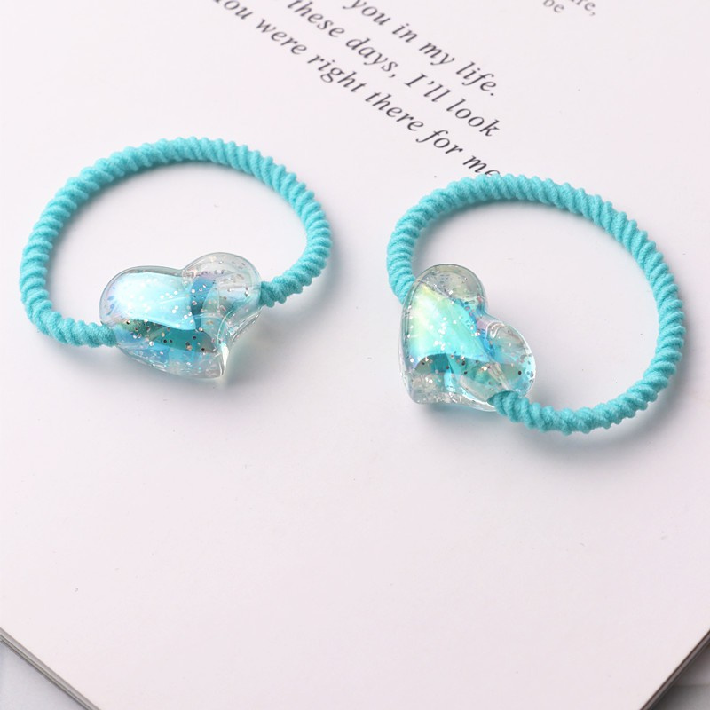 Set 2 Dây Cột Tóc Co Giãn Hình Trái Tim Dễ Thương Cho Bé Gái