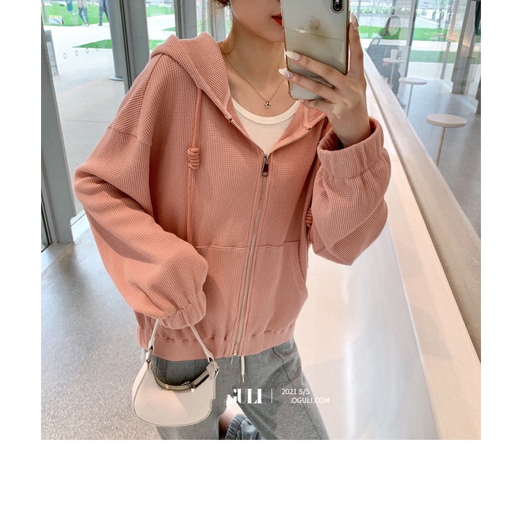 Áo khoác hoodie thể thao dáng rộng ngắn thời trang 2021 cho nữ
