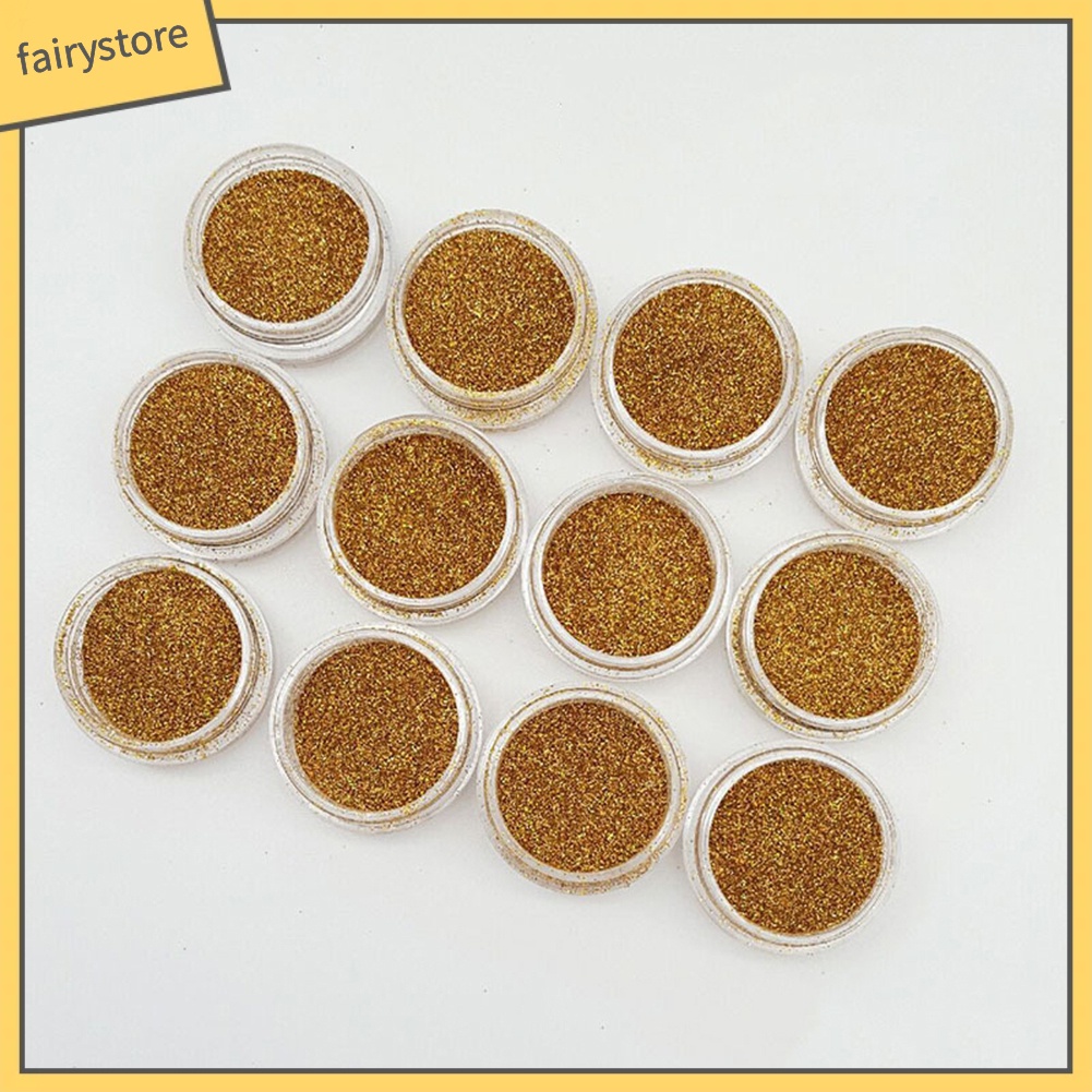 Set 12 hộp bột lấp lánh màu bạc vàng đồng trang trí móng nghệ thuật