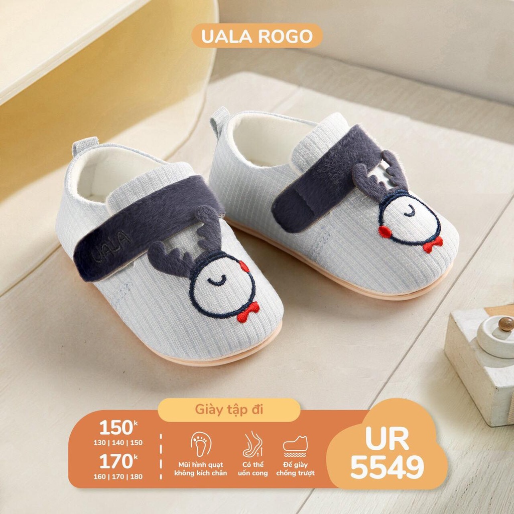 Giày tập đi Uala Rogo chuẩn y khoa đế cao su non bé trai bé gái siêu mềm nhẹ chống trơn trượt tuần lộc chu mỏ hun 55549