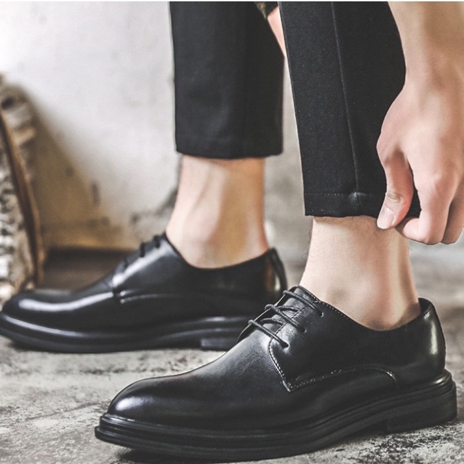 Giày Derby Nam công sở tăng chiều cao da bò thật CK022