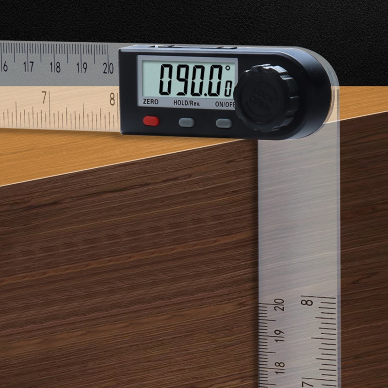 Thước Đo Góc Kỹ Thuật Số Cm Inch LCD Bằng Thép Không Gỉ Chuyên Dụng Làm Mộc