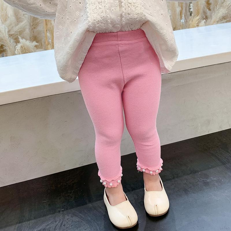 Quần legging màu trơn co giãn kiểu dáng thời trang mùa thu dành cho bé gái se7n
