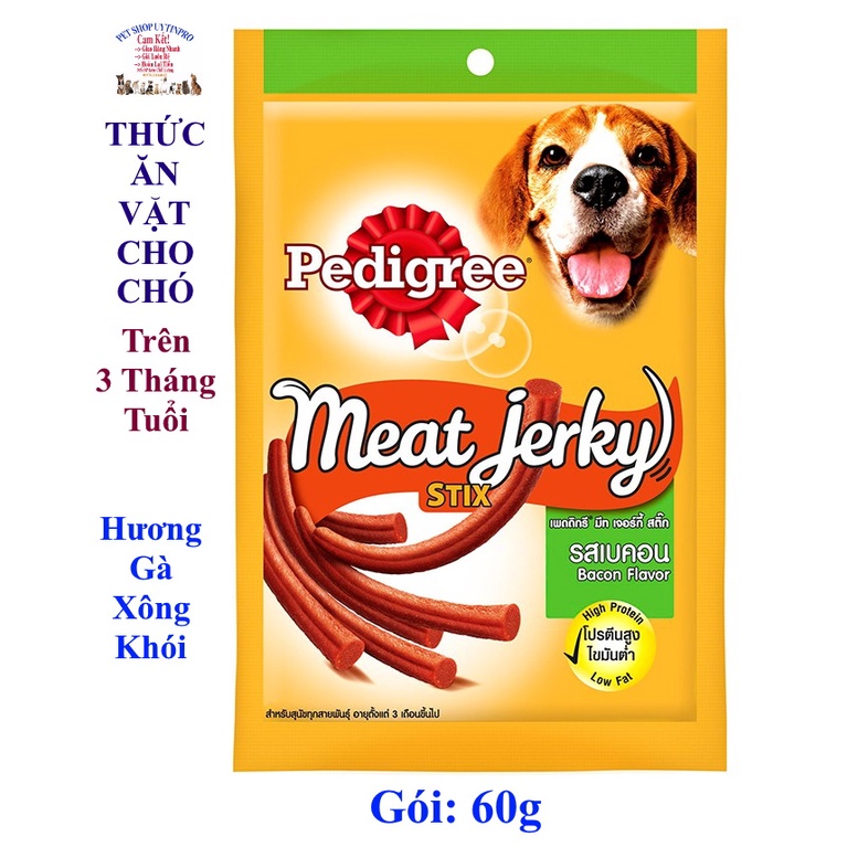 THỨC ĂN VẶT CHO CHÓ Pedigree Meat Ferky Vị thịt heo muối dạng que Gói 60g Xuất xứ Thái Lan