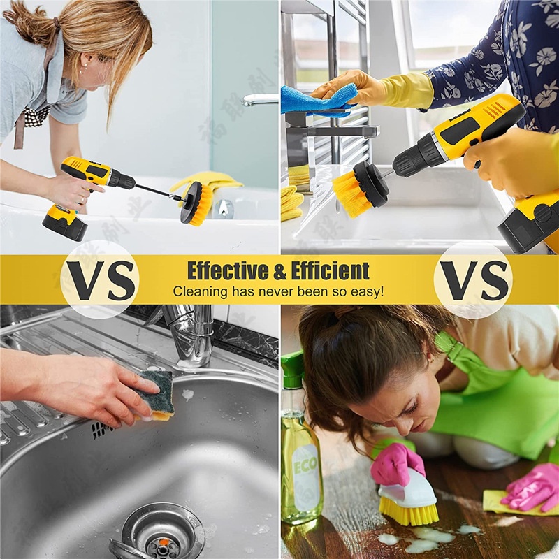 Bộ 13 Đầu Bàn Chải Gắn Máy Khoan,Dụng Cụ Vệ Sinh Nhà Cửa Nội Thất Đa Năng,Không bao gồm máy khoan động lực-DZS13JT