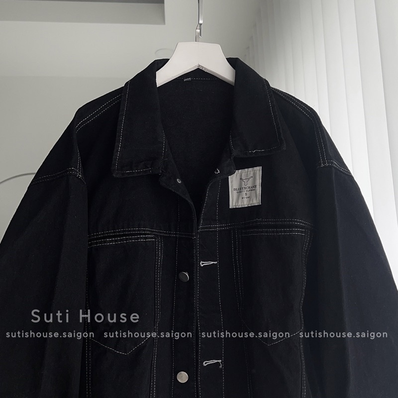 Áo JACKET JEAN AMERI màu đen Form Rộng Unisex - Suti House