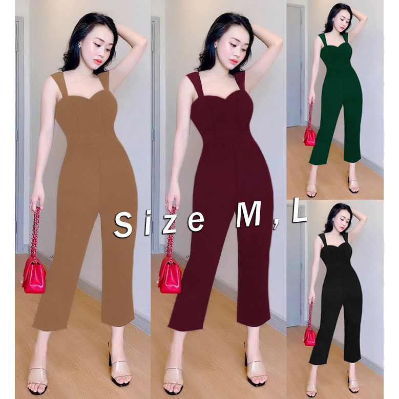 Jumpsuit lửng ống suông ngực cúp hai dây bảng to thiết kế cao cấp