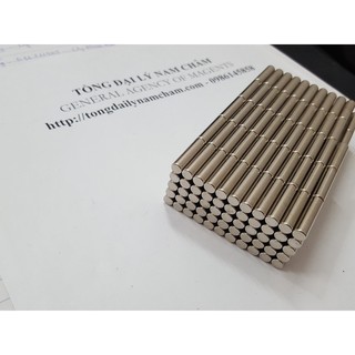 Nam châm viên trắng 4x15mm, nam châm đất hiếm thanh trụ tròn lực hút mạnh
