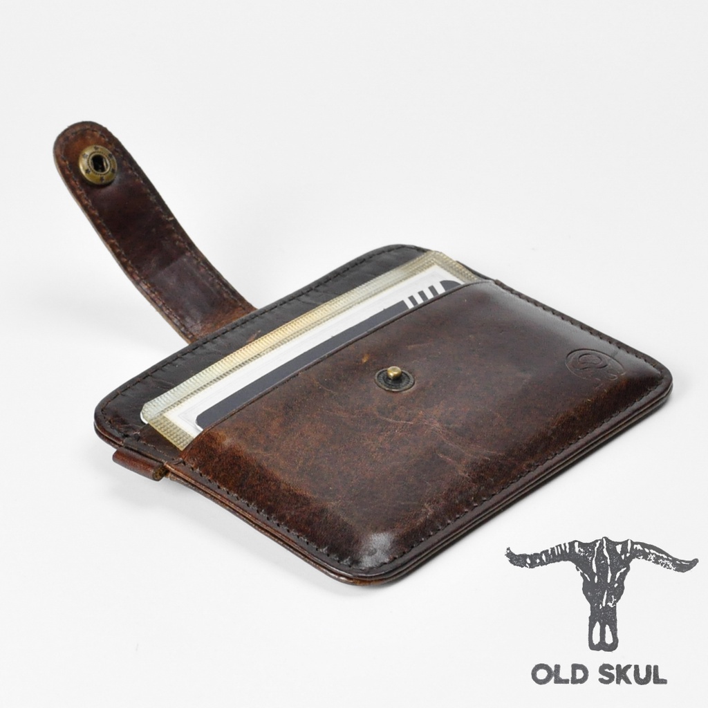 Ví mini đựng thẻ da bò thật V031, card holder đựng vừa giấy tờ xe và thẻ thang máy